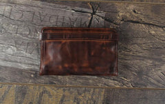 Handmade Leather Mens Cool Long Leather Wallet Bifold Clutch Wallet for Men