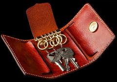 Handmade Leather Tooled Mens Cool Car Key Wallets Car Key Holder Car KeyChain for Men