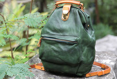 Handmade Leather cute backpack bag shoulder bag green women leather purse - EverHandmade