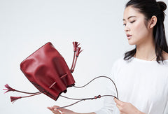 Genuine Leather bucket bag shoulder bag for women leather crossbody bag - EverHandmade