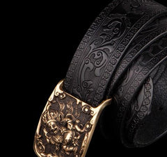 Handmade Cool Black Leather Mens Belts Custom Leather Men Belt for Men