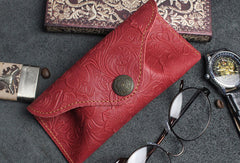 Handmade Glasses Case Sungalsses Eyeglasses Leather Carved Floral Leather For Men Women