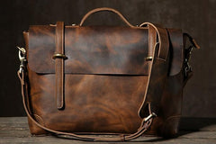 Handmade Leather Mens Cool Messenger Bag Briefcase Work Bag Business Bag Laptop Bag for men