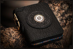 Handmade Leather Small Tooled Mens Cool billfold Wallet Chain Wallets Biker Wallet for Men