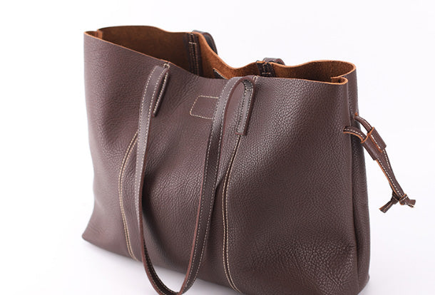 Handmade Genuine Leather Handbag Tote Bag Shopper Bag Shoulder Bag Purse For Women - EverHandmade
