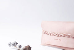 Handmade leather braided personalized custom clutch purse long wallet purse clutch women