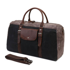 Mens Waxed Canvas Leather Large Weekender Bag Canvas Travel Bag for Men