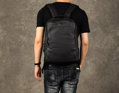 Cool Leather Mens Backpack Large Black Travel Backpack Hiking Backpack for men