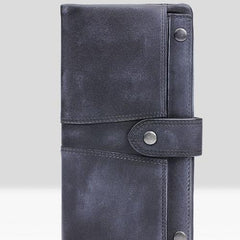 Handmade Leather Mens Cool Long Leather Wallet Wristlet Clutch Wallet for Men