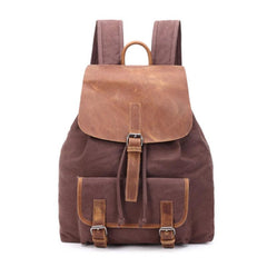 Waxed Canvas Leather Mens Backpack Canvas Travel Backpacks Canvas School Backpack for Men