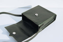 Handmade leather green square purse phone bag shoulder bag cossbody bag purse women