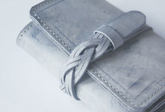 Handmade leather braided personalized custom clutch purse billfold triple wallet purse clutch women - EverHandmade