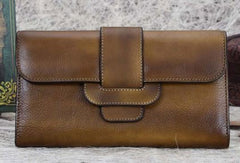 Vintage Women Leather Wallet Long Wallets Long Wallet For Women - EverHandmade