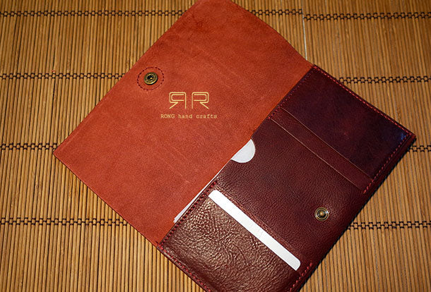 Handmade Genuine leather clutch travel wallet passport wallet purse long wallet women - EverHandmade