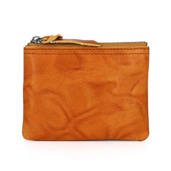 Leather Mens Zipper Front Pocket Wallet Small Wallet Card Wallet Change Wallet for Men