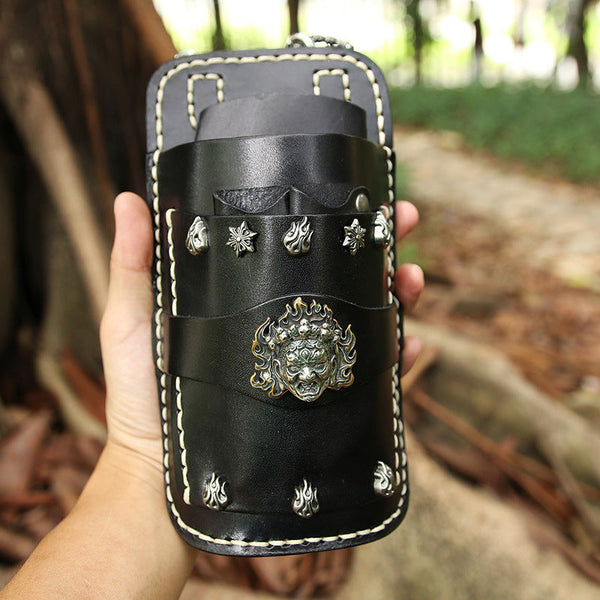 Cool Black Leather Mens Hairstylist Tool case - Back View