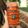 Cool Coffee Leather Mens Hairstylist Tool case - Card Holder Detail