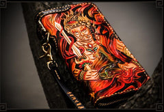 Handmade Leather Acalanatha Mens Chain Biker Wallets Cool Leather Long Wallet With Chain Wallets for Men
