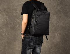 Cool Leather Mens Backpack Large Black Travel Backpack Hiking Backpack for men