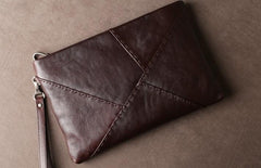 Leather Mens Clutch Cool Wallet Zipper Clutch Wristlet Wallet for Men