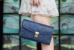 Handmade leather shoulder bag purse wallet floral leather clutch wallet for women