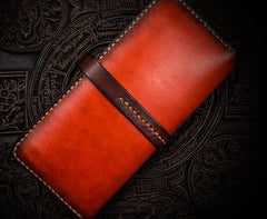 Handmade Leather Mens Cool Long Leather Wallet Long Wallets for Men