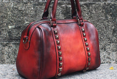 Handmade Leather Handbag Doctor Bag Purse Crossbody Shoulder Bag for Girl Women Lady