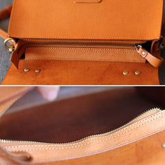 Flap Over Crossbody Bag Brown Leather Satchel Purse - Annie Jewel
