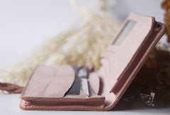 Handmade leather braided personalized custom clutch purse long wallet purse clutch women - EverHandmade