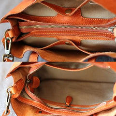 Women Orange Leather Handbags Shoulder Crossbody Bags Purse - Annie Jewel