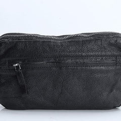 Handmade Leather Mens Cool Long Leather Wallet Zipper Clutch Wristlet Wallet for Men
