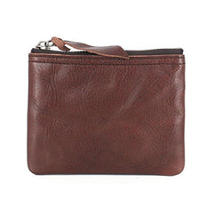 Leather Mens Zipper Front Pocket Wallet Small Wallet Card Wallet Change Wallet for Men