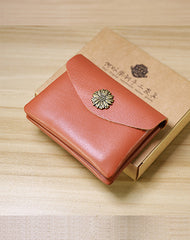 Slim Women Green Sunflower Leather Card Wallet Minimalist Envelope Card Holder Wallet Coin Wallet For Women