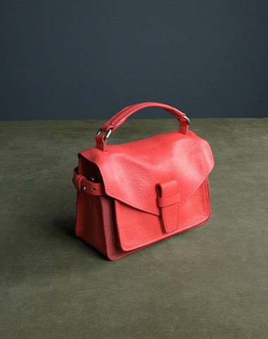 Cute Pink Red Mini Leather Womens Satchel Handbag Small Satchel Shoulder Bag Small Satchel Bag for Women