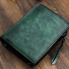 Cool Mens Small Leather Wallet Men Zipper billfold Wallets Bifold for Men