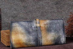 Genuine Leather Wallet Long Wallet Bifold Wallet Purse For Men Women - EverHandmade