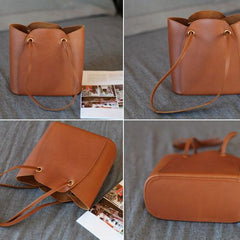 Tan Leather Bucket Bag Small Bucket Bag Purse - Annie Jewel