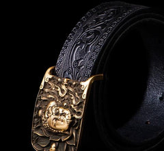 Handmade Black Leather Cool Mens Belts Custom Leather Men Belt for Men