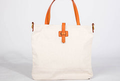 Leather Handbag Canvas Tote Bag Shoulder Bag Purse For Women - EverHandmade