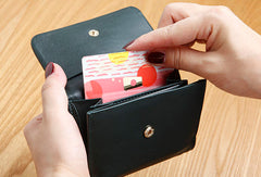 Genuine Leather Cute Slim billfold Trifold Wallet Card Holder Wallet Purse For Women Girl