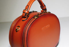 Genuine Leather oval round handbag shoulder bag for women leather crossbody bag