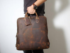 Handmade Leather Mens Cool Business Bag Briefcase Work Bag Laptop Bag for men