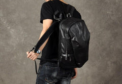 Leather Mens Cool Large Backpack Black Travel Backpacks Hiking Backpack for men