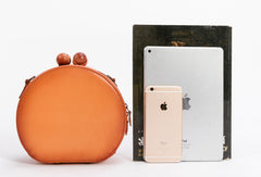 Handmade Genuine Leather Round Handbag Bag Crossbody Bag Shoulder Bag Purse For Women - EverHandmade