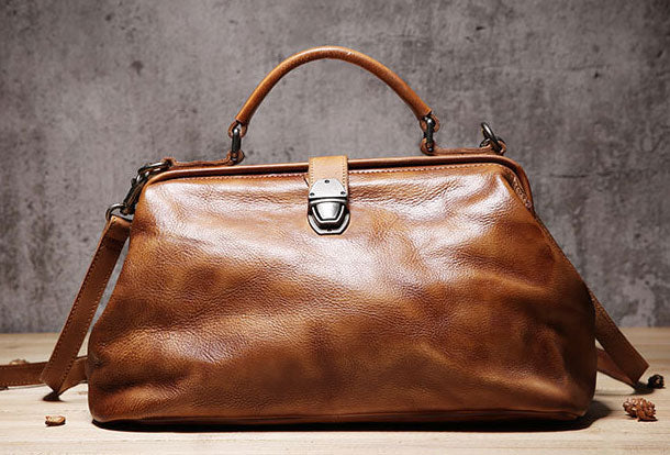 Handmade Leather doctor bag purse for women leather shoulder bag crossbody bag - EverHandmade