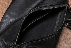Cool Leather Mens Black Chest Bag Sling Bag Vintage Leather Sling Bags for Men