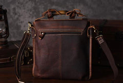 Vintage leather mens Small Messenger bag Shoulder Laptop bag Briefcases - EverHandmade