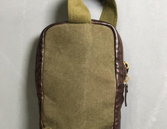 Genuine Leather Mens Cool Chest Bag Sling Bag Coffee Crossbody Pack Sling Pack for men