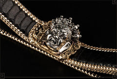 Handmade Black Leather Mens Belts Cool Black Leather Men Belts for Men