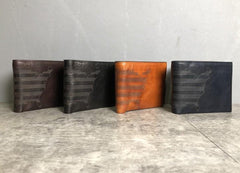 Handmade Leather Mens Cool Slim billfold Leather Wallet Men Small Wallets Bifold for Men